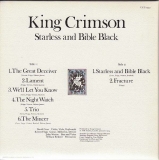 King Crimson - Starless And Bible Black, Back Cover